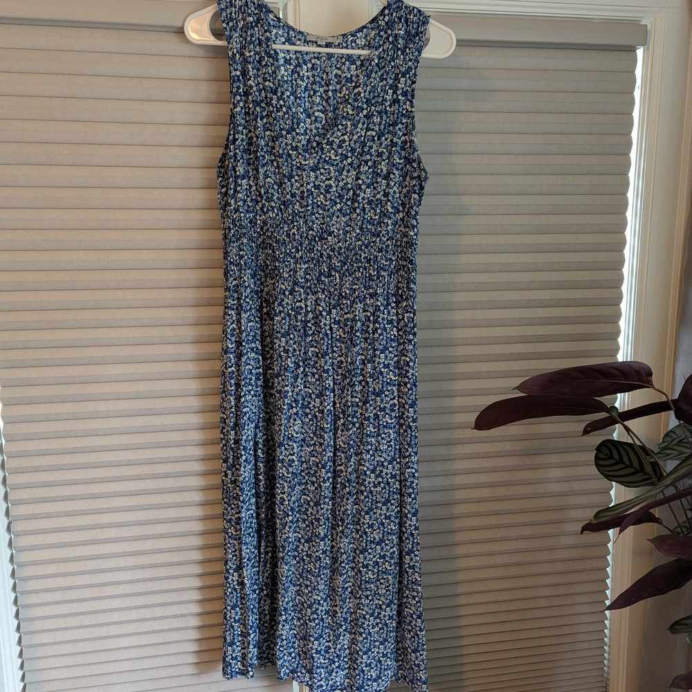 Rails Blue and White Floral Midi Dress